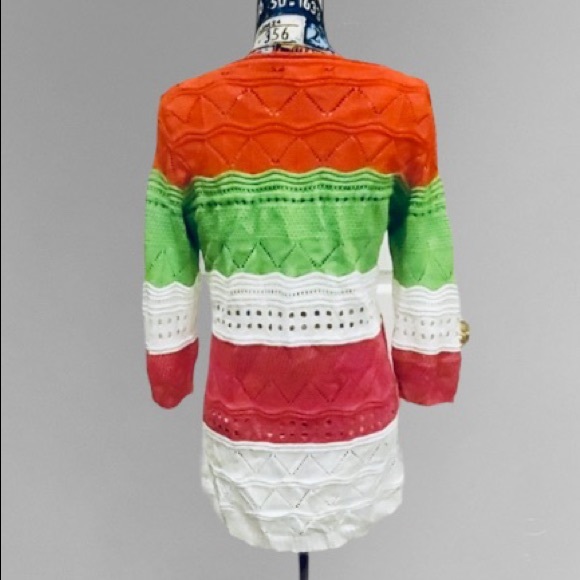 City Girl by Nancy Bolen Color Block Knit Crochet Sweater Sz. S - Picture 6 of 9